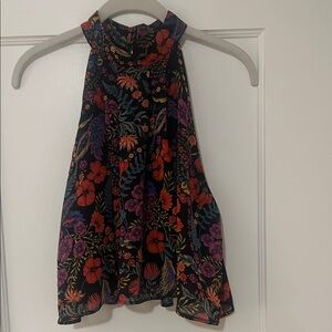 Forever 21 Black Floral Halter Skater Skirt